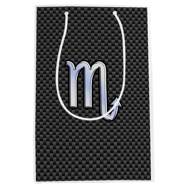 Sac Cadeau Moyen Scorpio Zodiac Sign on Carbon Fibre Print (Devant)