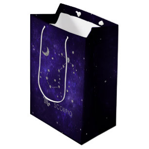 Sac Cadeau Moyen Scorpion violet zodiaque   Horoscope d'astrologie 