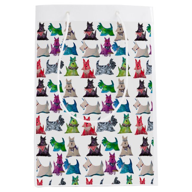 Sac Cadeau Moyen Scotties Colorés (Devant)