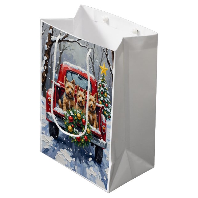 Sac Cadeau Moyen Scottish Terrier Christmas Red Truck Holiday (Devant Angle)