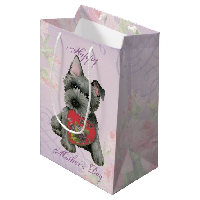 Sac Cadeau Moyen Scottish Terrier Heart Mom Medium Cadeau (Devant Angle)