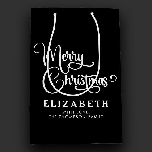 Sac Cadeau Moyen Script élégant personnalisé Joyeux Noël personnali (Créateur téléchargé)