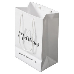 Sac Cadeau Moyen Script moderne Monogramme personnalisé et nom de f
