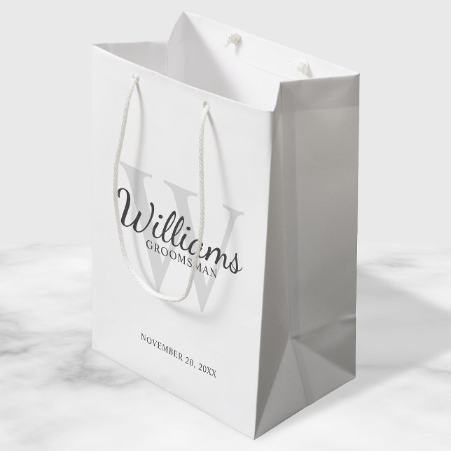 Sac Cadeau Moyen Script personnalisé Nom des garçons d'honneur et m (Créateur téléchargé)
