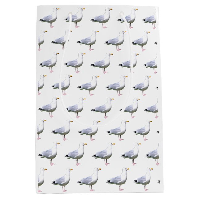 Sac Cadeau Moyen Seagull Standing Blanc (Devant)