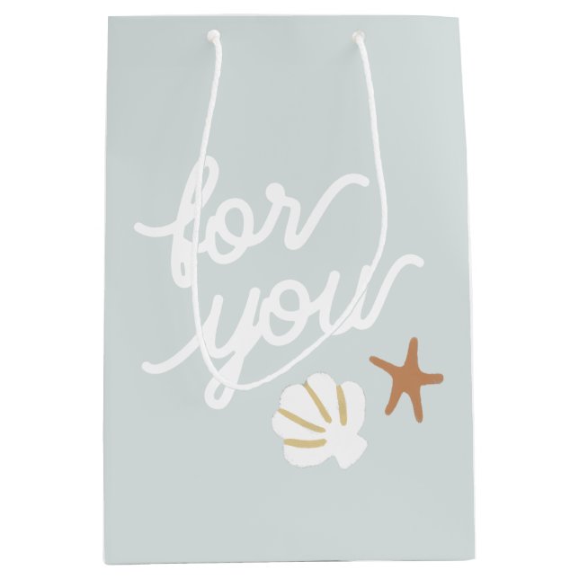 Sac Cadeau Moyen Seashell Beach Starfish Merci "Pour vous" (Devant)