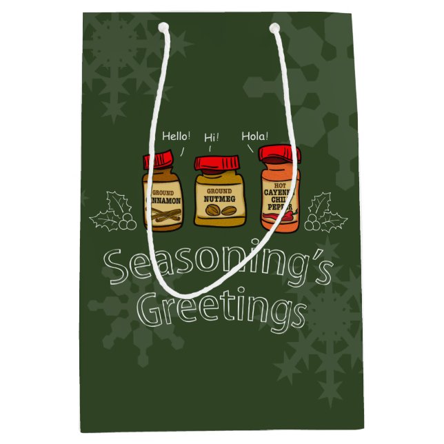 Sac Cadeau Moyen Seasoning's Greetings Funny Holiday Pun (Devant)