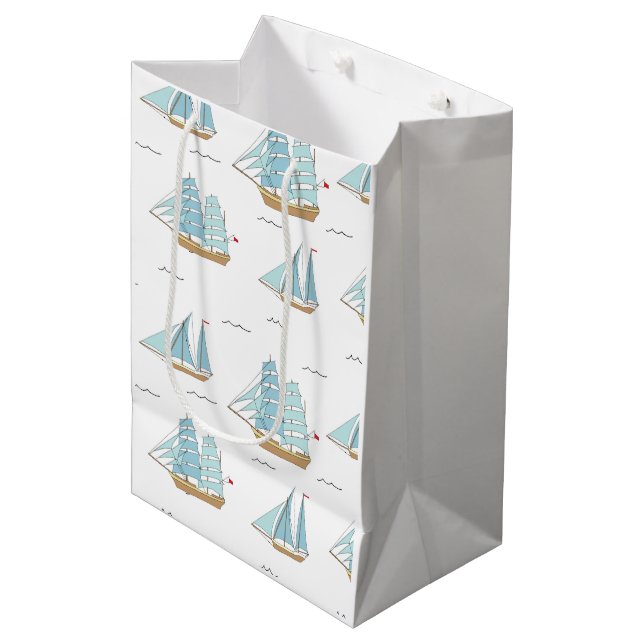 Sac Cadeau Moyen Seatime été Cute yachts avec voile (Devant Angle)