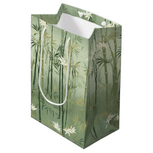 Sac Cadeau Moyen Sérénité Fleur de Bambou Asiatique  (1)