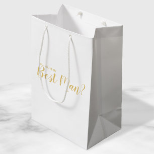Sac Cadeau Moyen Serez-Vous Mon Meilleur Homme ? Or de script moder