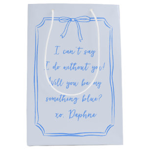 Sac Cadeau Moyen Serez-Vous Mon Quelque Chose De Bleu Coquette Élég