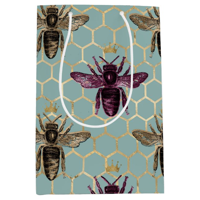 Sac Cadeau Moyen Série de dessins de la jolie abeille 3 (Devant)