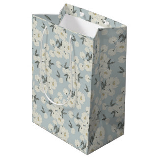 Sac Cadeau Moyen Serpentine Peony - blanc cassé et bleu clair