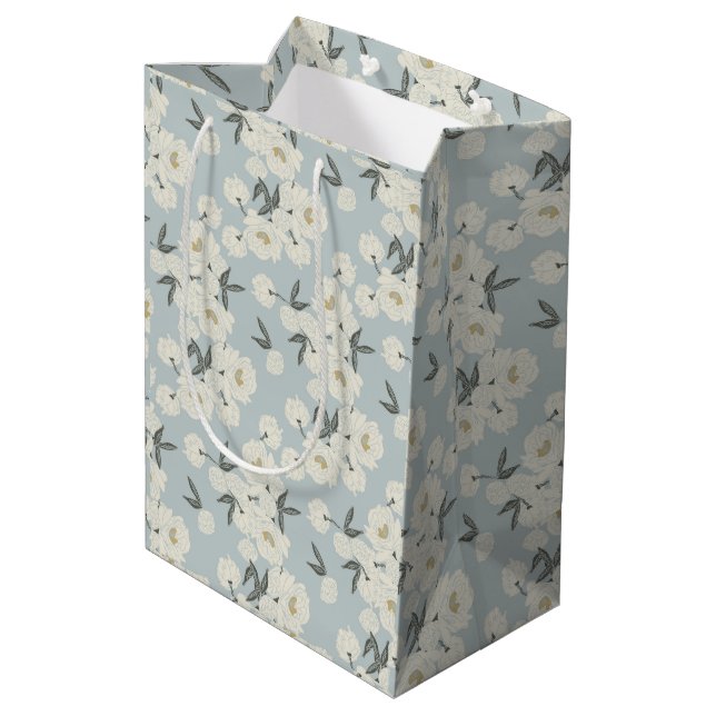 Sac Cadeau Moyen Serpentine Peony - blanc cassé et bleu clair (Dos Angle)