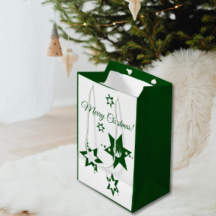 Sac Cadeau Moyen Service de pelouse Christmas Green Stars Personnal