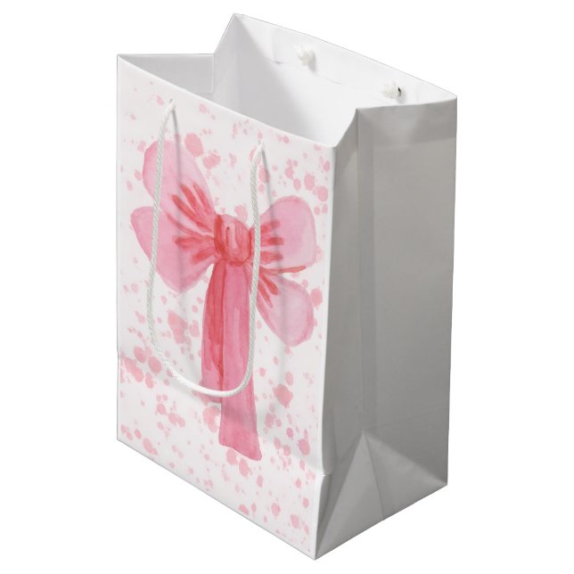 Sac Cadeau Moyen Serviette en papier à ruban rose (Devant Angle)