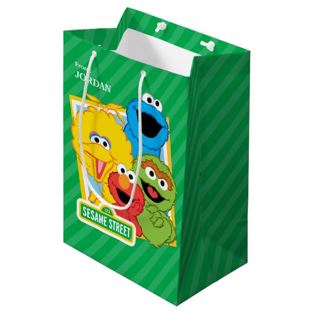 Sac Cadeau Moyen Sesame Street Pals Anniversaire (Devant Angle)