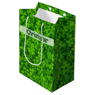 Sac Cadeau Moyen Shamrock Clovers Personnalisé
