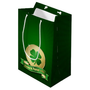 Sac Cadeau Moyen Shamrock de la pièce de la Saint-Patrick