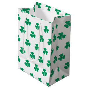 Sac Cadeau Moyen Shamrock St. Patrick's Day Vert blanc