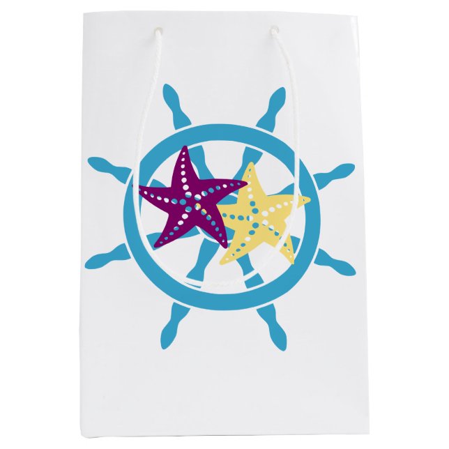 Sac Cadeau Moyen Shipwheel & Starfish (Devant)