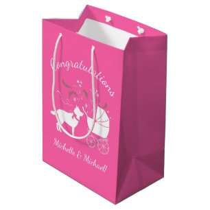 Sac Cadeau Moyen Sibérie Husky Baby shower Chien Chien Chiot rose C