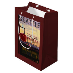 Sac Cadeau Moyen Signe du marché d'endroit de SeattlePike et vue d