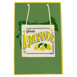 Sac Cadeau Moyen signe vintage citron jaune vert