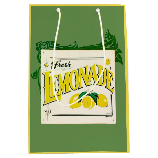 Sac Cadeau Moyen signe vintage citron vert jaune (Devant)