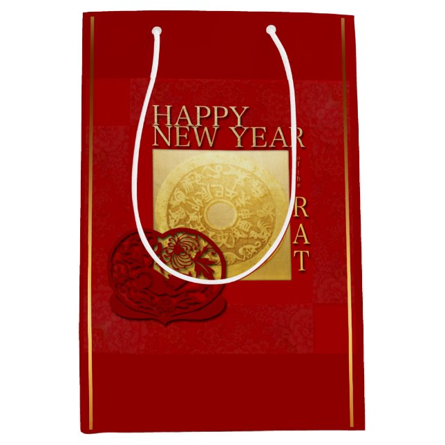 Sac Cadeau Moyen Signes Zodiac Papercut Chine Année 2020 MGB (Devant)