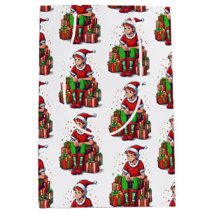 Sac Cadeau Moyen Silencieux Noël Père Noël Elf Kid