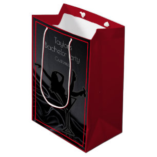 Sac Cadeau Moyen Silhouette en satin noir pour enterrement de vie d