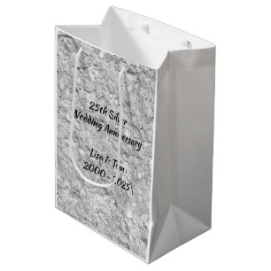 Sac Cadeau Moyen Silver Stone 25th Silver Wedding Anniversary