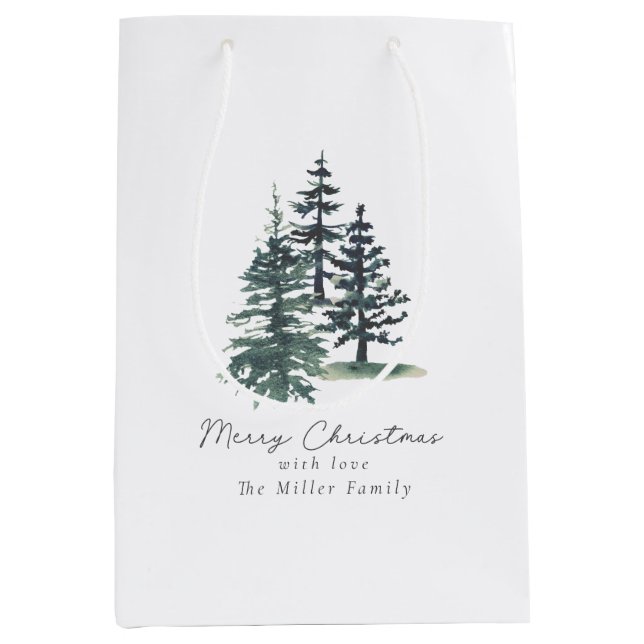 Sac Cadeau Moyen Simple arbre de Noël élégant | Pin (Devant)