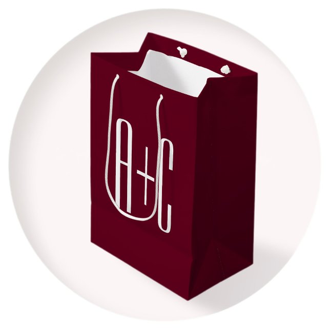 Sac Cadeau Moyen Simple Couples | White & Burgundy (Créateur téléchargé)