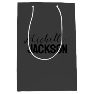 Sac Cadeau Moyen Simple minimaliste Moderne Votre Nom Message