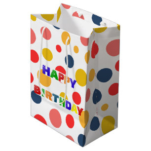 Sac Cadeau Moyen Simple moderne rouge vert Polka dot fête d'anniver