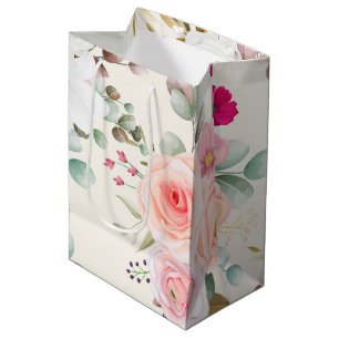 Sac Cadeau Moyen simple ressort élégant floral