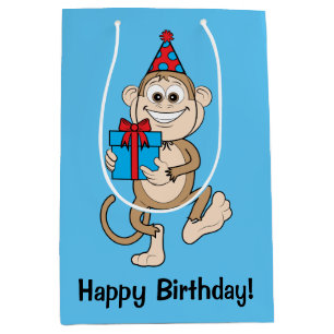 Sac Cadeau Moyen Singe avec le joyeux anniversaire actuel !