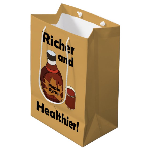 Sac Cadeau Moyen Sirop D'Érable Plus Riche Et Plus Sain (Devant Angle)