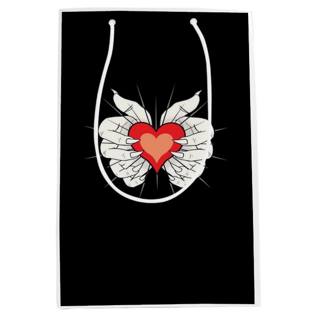 Sac Cadeau Moyen Skeleton Hands Heart Classic (Devant)
