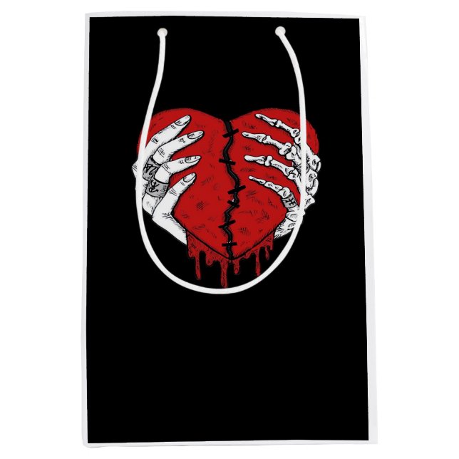 Sac Cadeau Moyen Skeleton Hands Hearts Classic Trending (Devant)