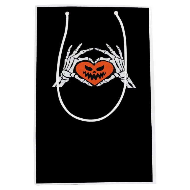 Sac Cadeau Moyen Skeleton Met Un Coeur Halloween Éffrayant Classiqu (Devant)