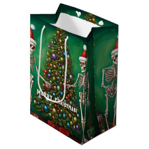 Sac Cadeau Moyen Skeletons et ornements colorés Noël