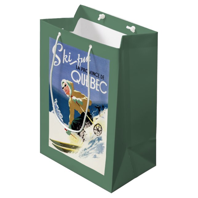 Sac Cadeau Moyen Ski de femme - affiche anglaise et française (Devant Angle)