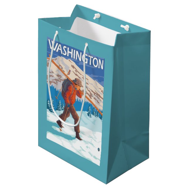 Sac Cadeau Moyen Skis de transport de neige de skieur - Washington (Devant Angle)
