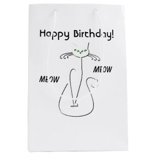 Sac Cadeau Moyen Slinky Black Cat Meow Meow Texte Personnalisé Yeux