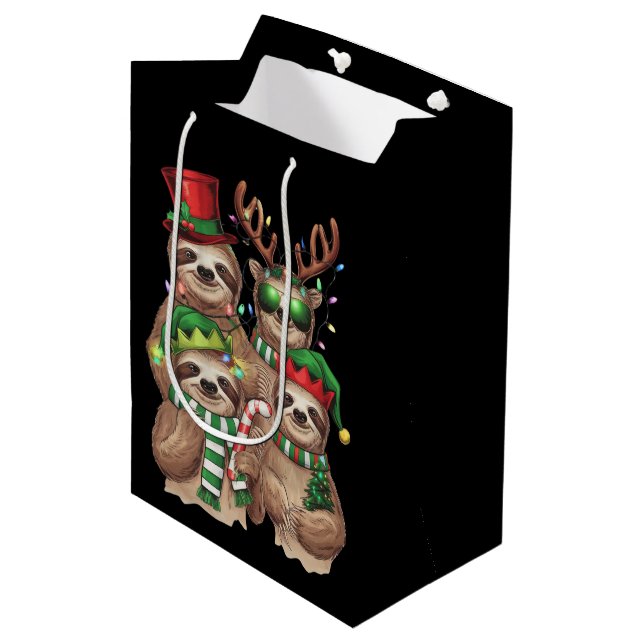 Sac Cadeau Moyen Sloth Christmas Joyeux Slothmas Sloth Lover Cadeau (Devant Angle)