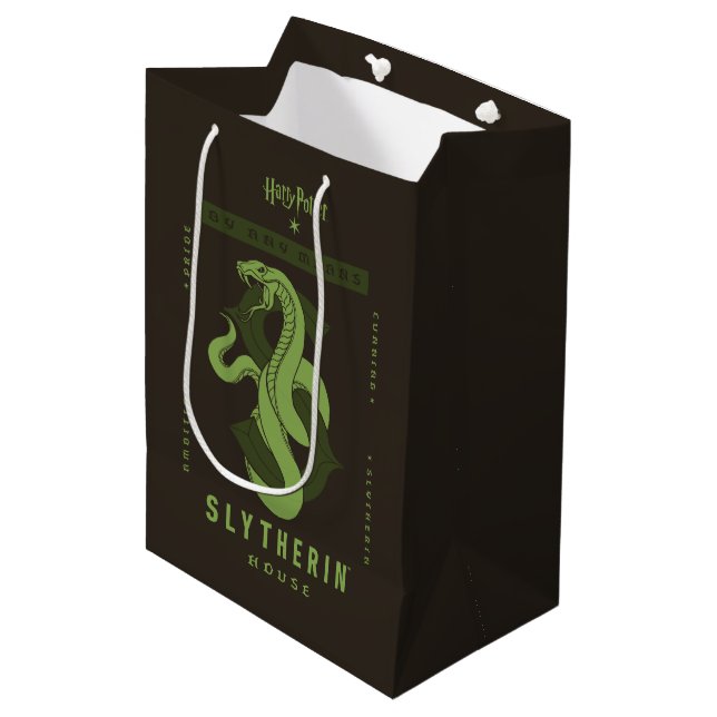 Sac Cadeau Moyen SLYTHERIN™ Maison Par Tous Les Moyens (Devant Angle)