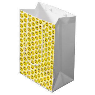 Sac Cadeau Moyen Smile Emoji Joyeux Jaune Noir Blanc Coloré Amusant